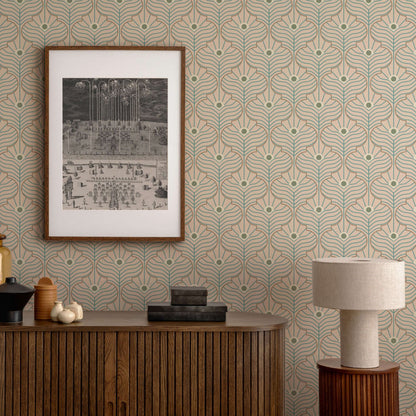 Mitchell Black Moroccan Peacock Wallpaper - Pink Sands