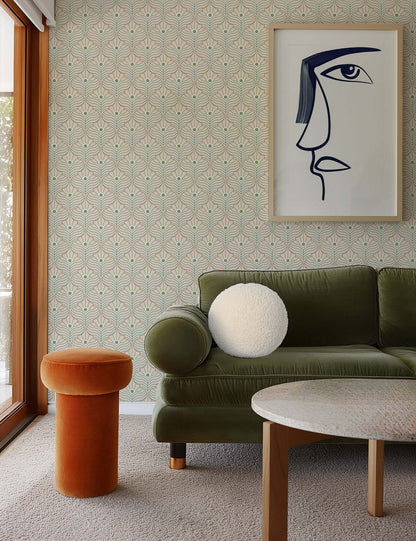 Mitchell Black Moroccan Peacock Wallpaper - Pink Sands