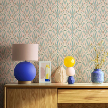 Mitchell Black Moroccan Peacock Wallpaper - Pink Sands