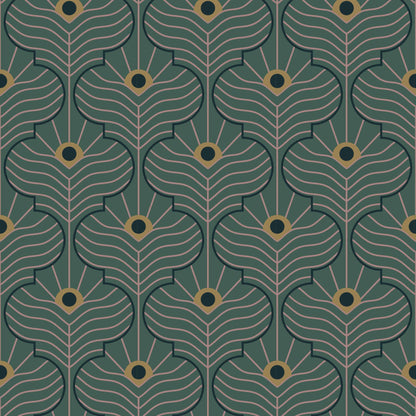 Mitchell Black Moroccan Peacock Wallpaper - Spruce Green