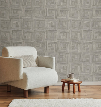 York Natural Digest Tesselle Wallpaper - Warm Gray