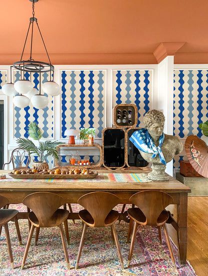 Mitchell Black Natalie Papier Low Frequency Wallpaper - Bathhouse Blues