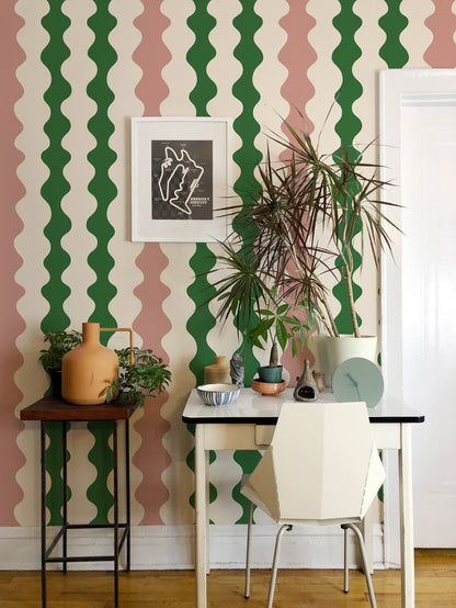 Mitchell Black Natalie Papier Low Frequency Wallpaper - Emerald Rouge