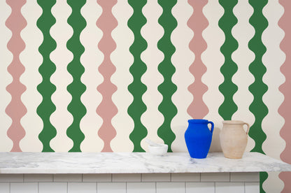 Mitchell Black Natalie Papier Low Frequency Wallpaper - Emerald Rouge