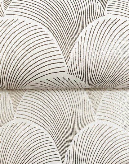 Candice Olson Natural Discovery Metallic Scallop Wallpaper - Black & White