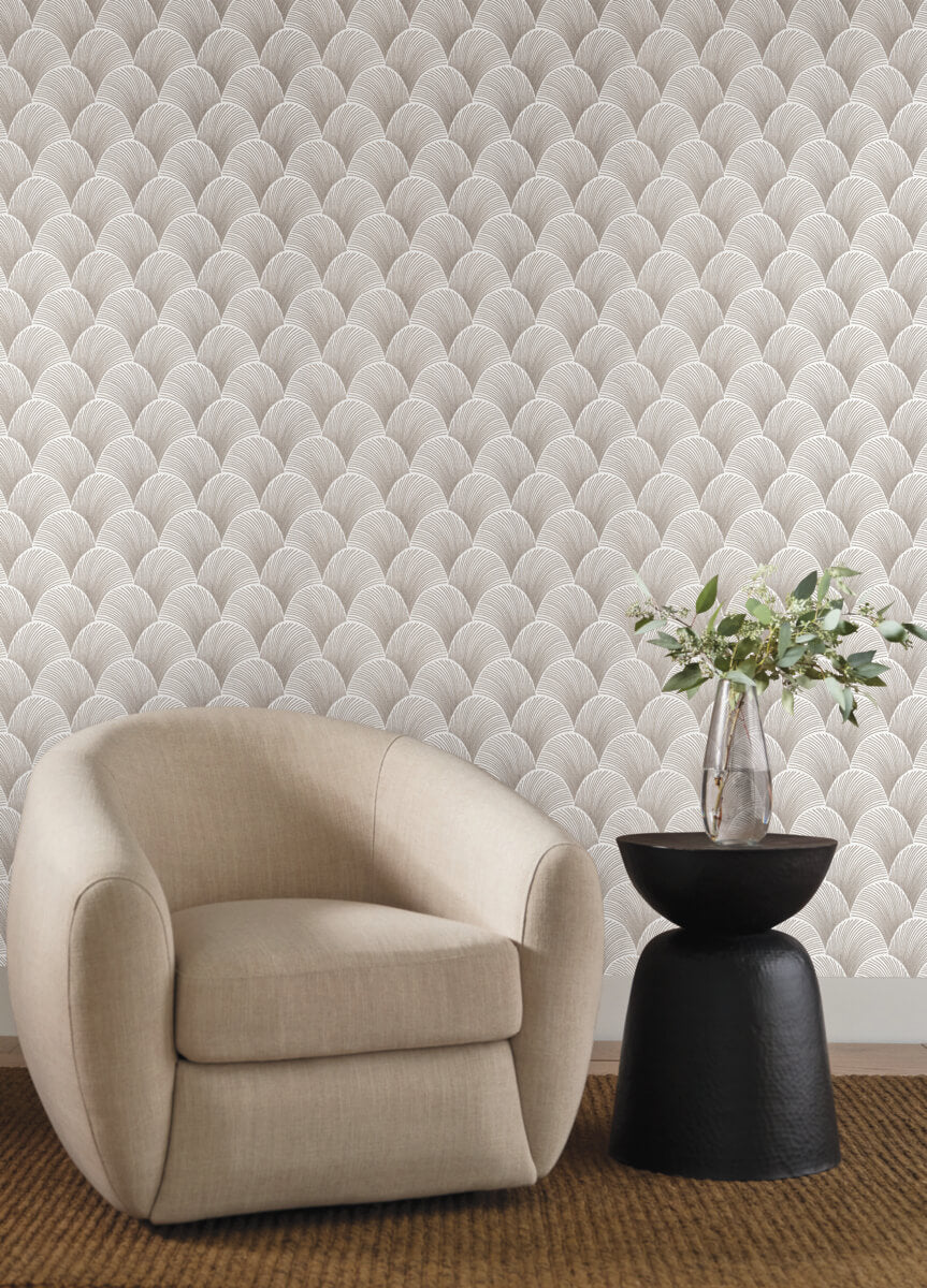 Candice Olson Natural Discovery Metallic Scallop Wallpaper - Black & White