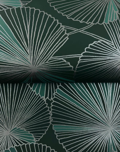 Candice Olson Natural Discovery Layered Lily Pads Wallpaper - Deep Green