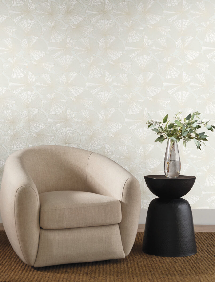 Candice Olson Natural Discovery Layered Lily Pads Wallpaper - White