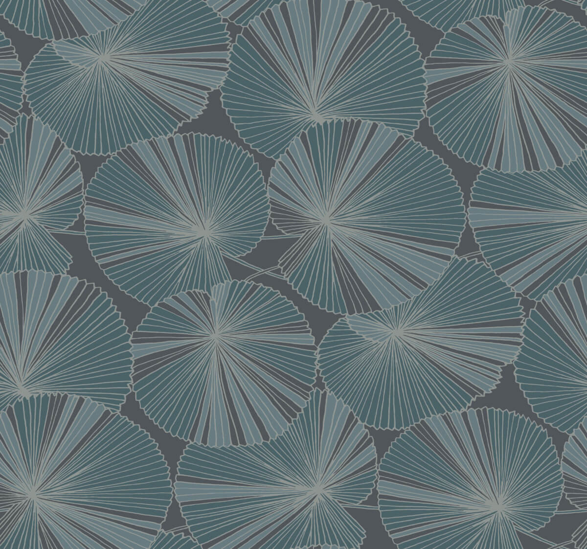 Candice Olson Natural Discovery Layered Lily Pads Wallpaper - Deep Blue