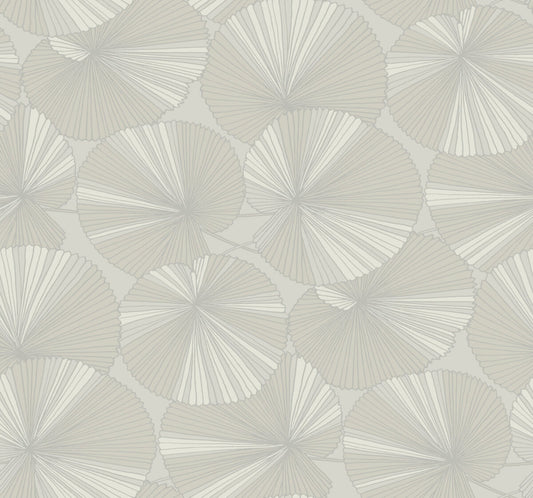 Candice Olson Natural Discovery Layered Lily Pads Wallpaper - Grey