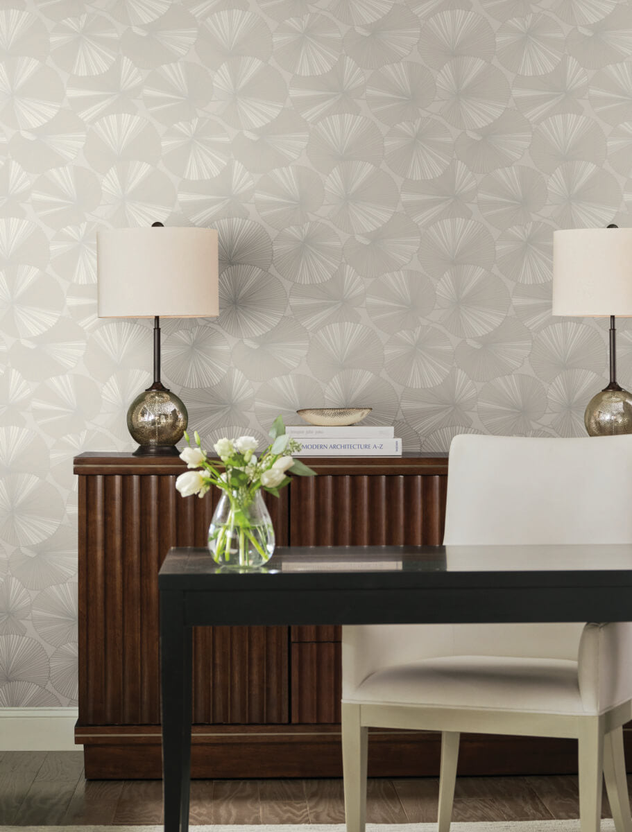 Candice Olson Natural Discovery Layered Lily Pads Wallpaper - Grey