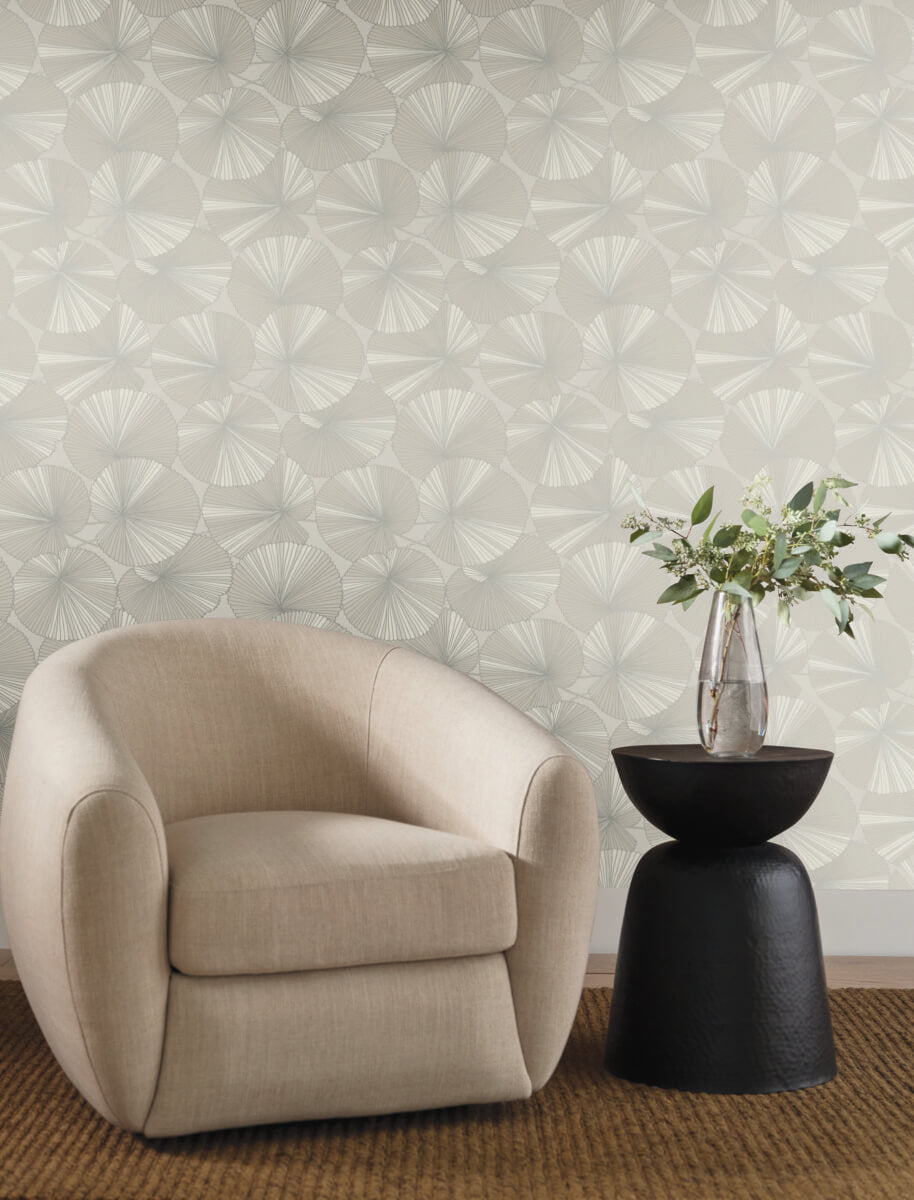 Candice Olson Natural Discovery Layered Lily Pads Wallpaper - Grey