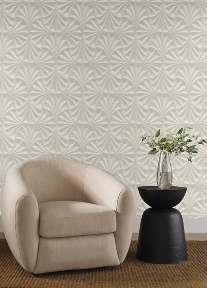 Candice Olson Natural Discovery Sculpted Fans Wallpaper - Taupe