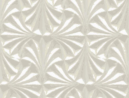 Candice Olson Natural Discovery Sculpted Fans Wallpaper - Ivory