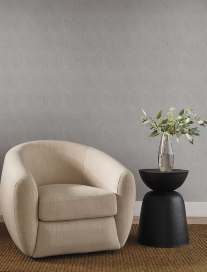 Candice Olson Natural Discovery Fine Line Geometric Wallpaper - Grey