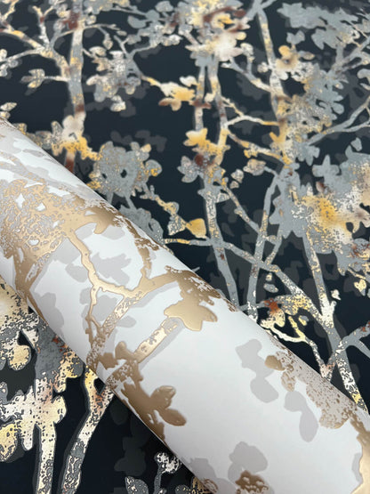 Antonina Vella Modern Metals Second Edition Shimmering Foliage Wallpaper - White & Gold