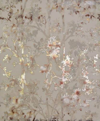 Antonina Vella Modern Metals Shimmering Foliage Wallpaper - Khaki & Multi