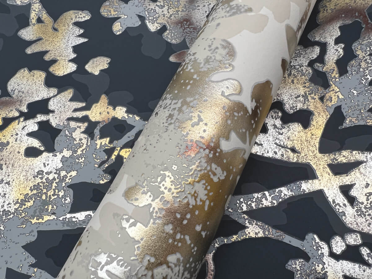 Antonina Vella Modern Metals Shimmering Foliage Wallpaper - Khaki & Multi