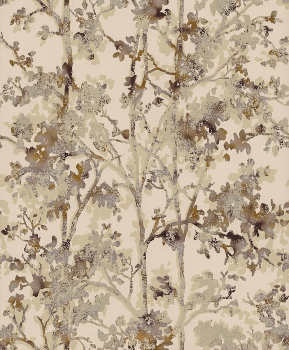 Antonina Vella Modern Metals Second Edition Shimmering Foliage Wallpaper - Khaki & Multi