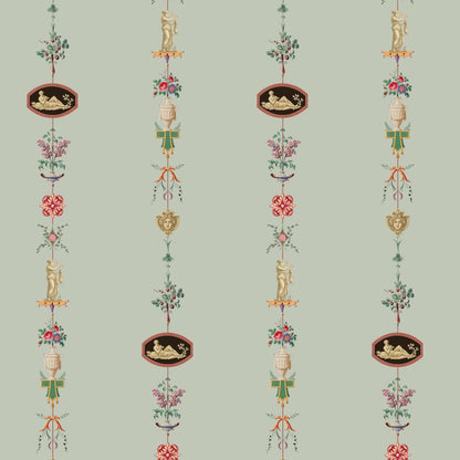 Mitchell Black NeoClassical Stripe Wallpaper - Antique Glaze