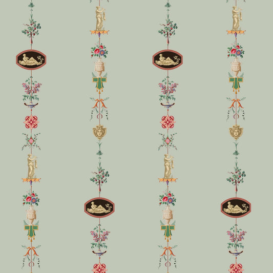 Mitchell Black NeoClassical Stripe Wallpaper - Antique Glaze