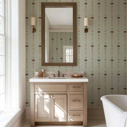 Mitchell Black NeoClassical Stripe Wallpaper - Antique Glaze