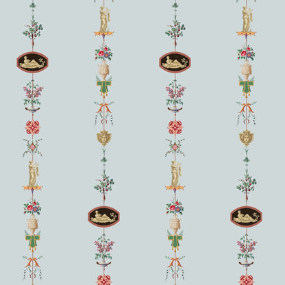 Mitchell Black NeoClassical Stripe Wallpaper - Blue Feather