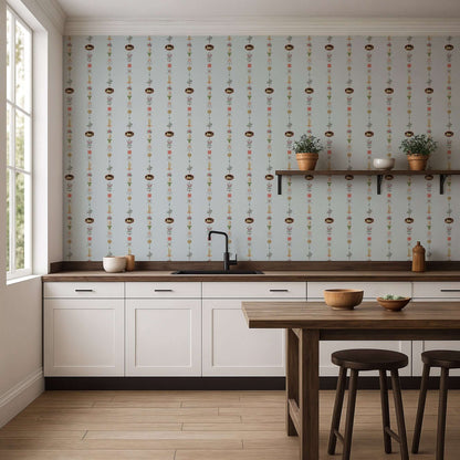 Mitchell Black NeoClassical Stripe Wallpaper - Blue Feather