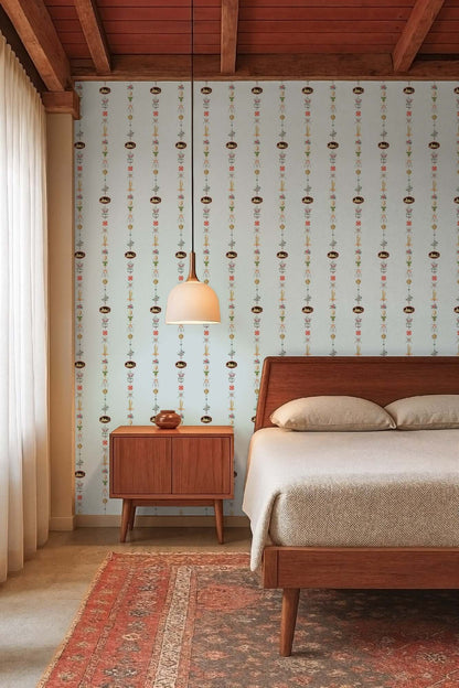 Mitchell Black NeoClassical Stripe Wallpaper - Blue Feather