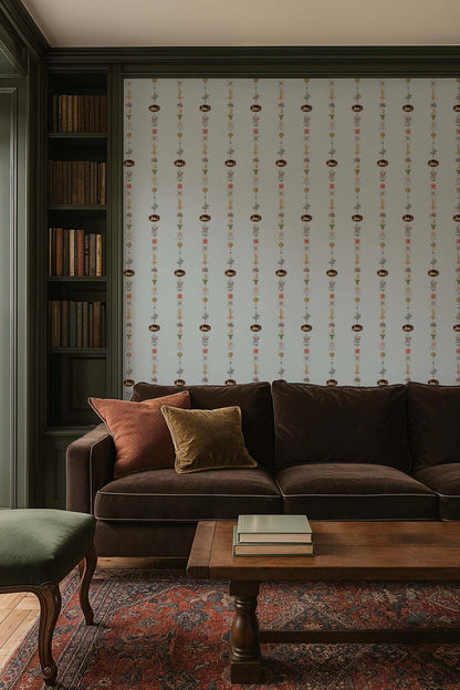 Mitchell Black NeoClassical Stripe Wallpaper - Blue Feather