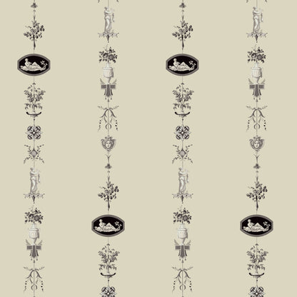 Mitchell Black NeoClassical Stripe Wallpaper - Cream & Black