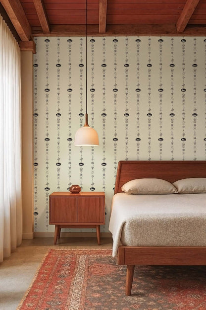 Mitchell Black NeoClassical Stripe Wallpaper - Cream & Black