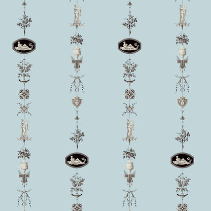 Mitchell Black NeoClassical Stripe Wallpaper - Daytime Blue