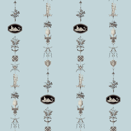 Mitchell Black NeoClassical Stripe Wallpaper - Daytime Blue