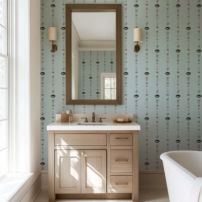 Mitchell Black NeoClassical Stripe Wallpaper - Daytime Blue