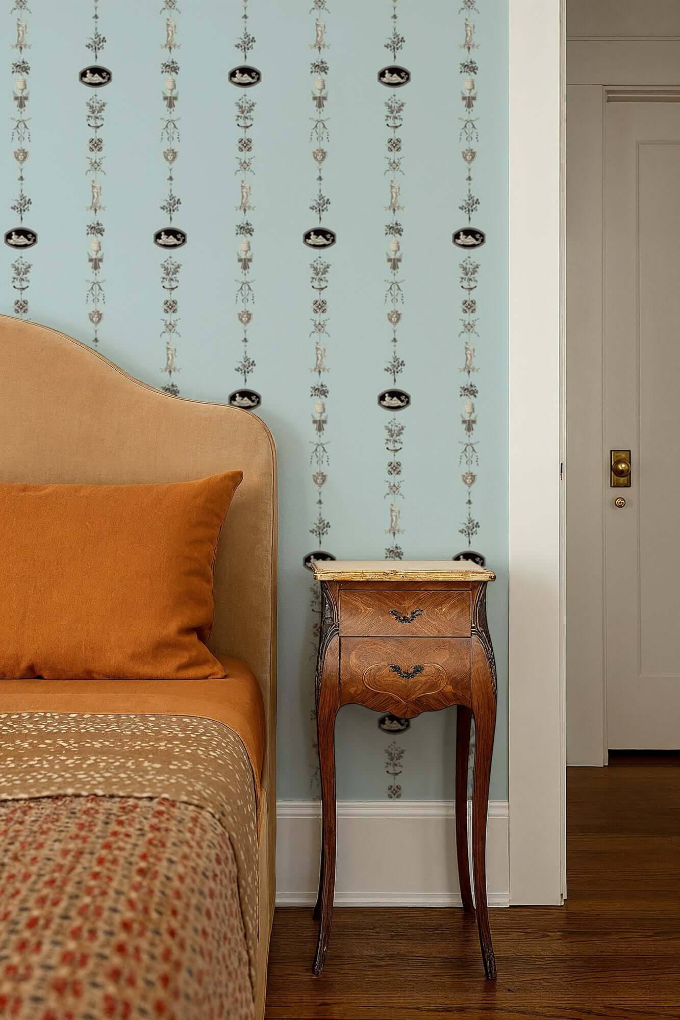 Mitchell Black NeoClassical Stripe Wallpaper - Daytime Blue