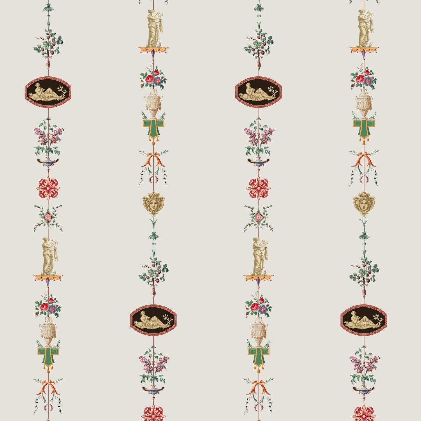 Mitchell Black NeoClassical Stripe Wallpaper Sample - Ivory