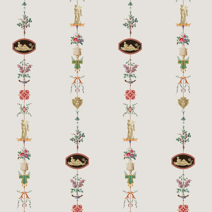 Mitchell Black NeoClassical Stripe Wallpaper - Ivory