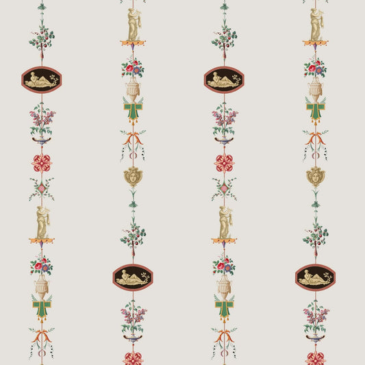 Mitchell Black NeoClassical Stripe Wallpaper - Ivory