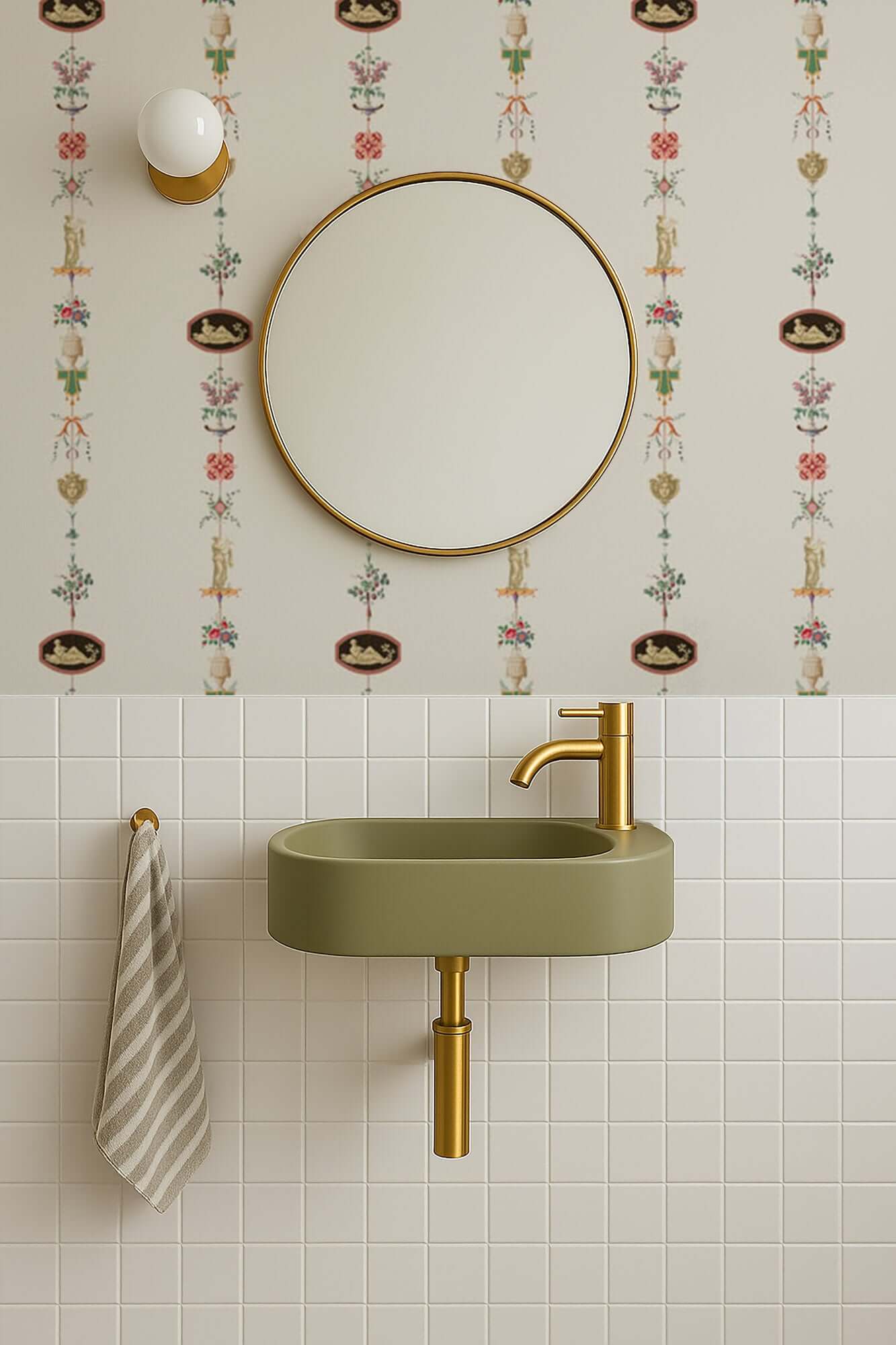 Mitchell Black NeoClassical Stripe Wallpaper - Ivory