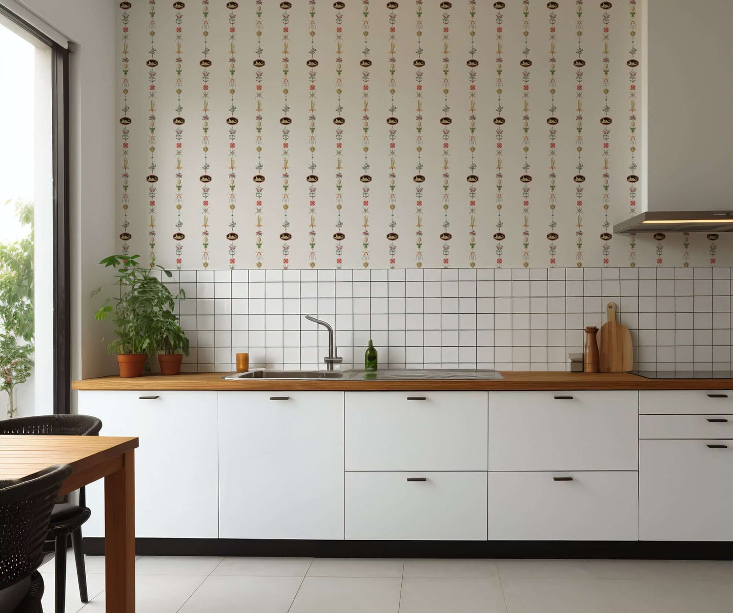 Mitchell Black NeoClassical Stripe Wallpaper - Ivory