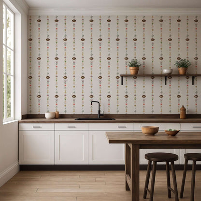 Mitchell Black NeoClassical Stripe Wallpaper - Ivory