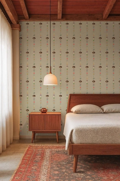 Mitchell Black NeoClassical Stripe Wallpaper - Parchment Brown