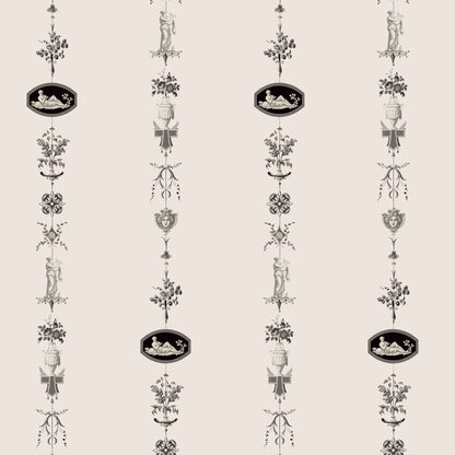 Mitchell Black NeoClassical Stripe Wallpaper - Sunbleached Pink