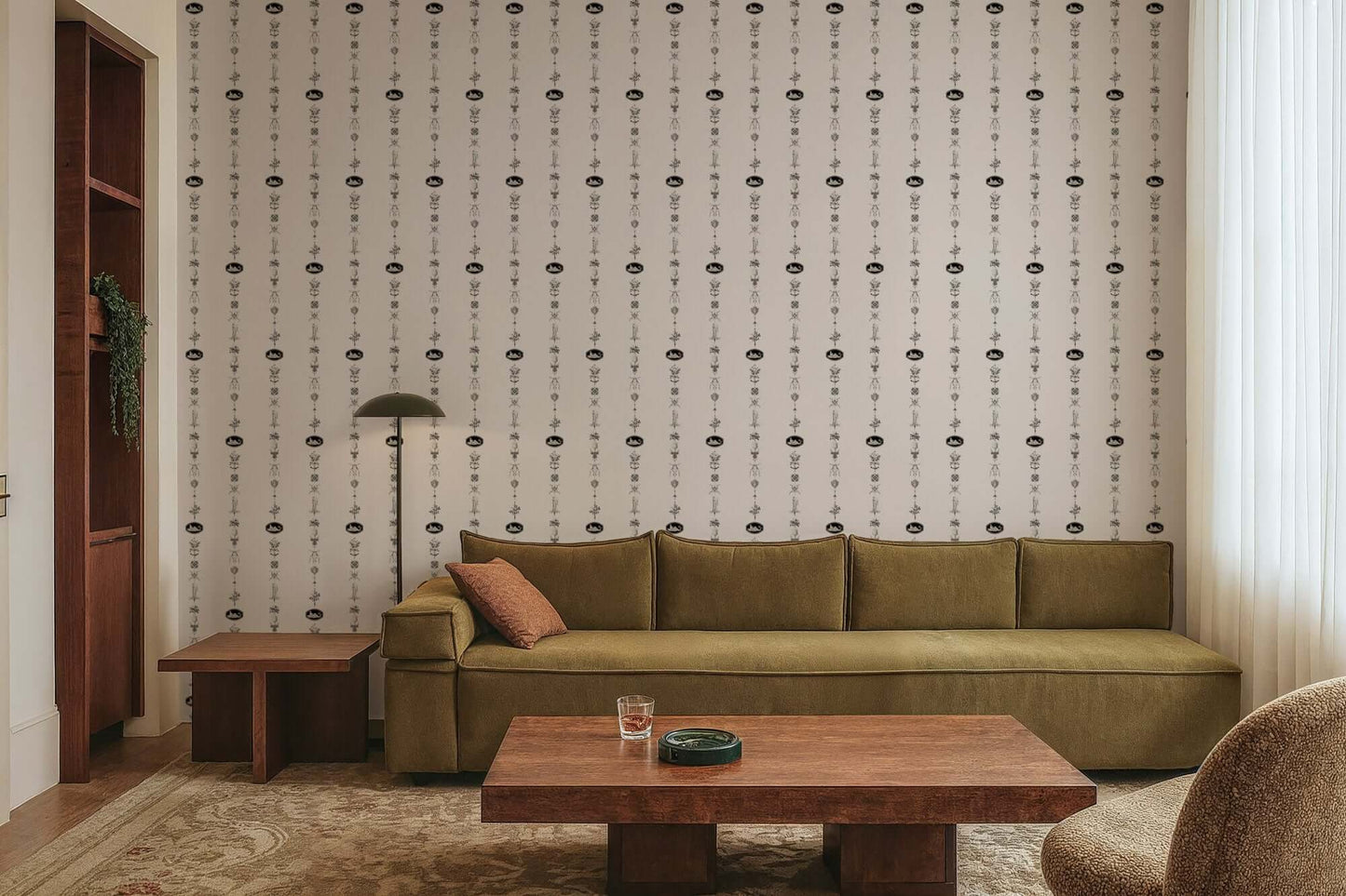 Mitchell Black NeoClassical Stripe Wallpaper - Sunbleached Pink