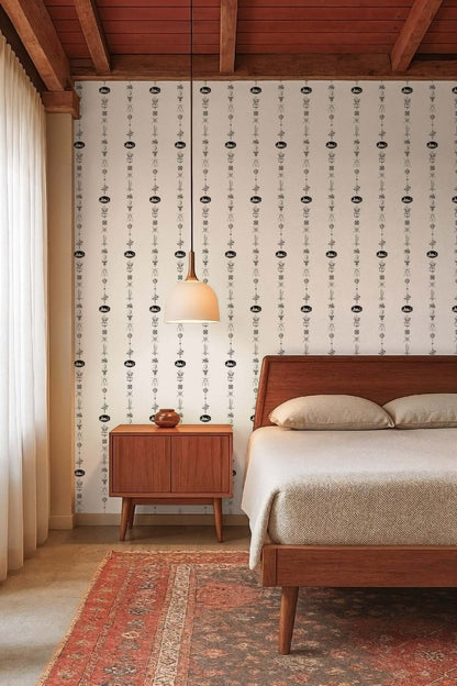 Mitchell Black NeoClassical Stripe Wallpaper - Sunbleached Pink