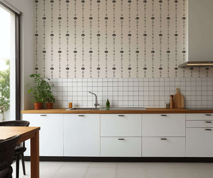 Mitchell Black NeoClassical Stripe Wallpaper - Sunbleached Pink