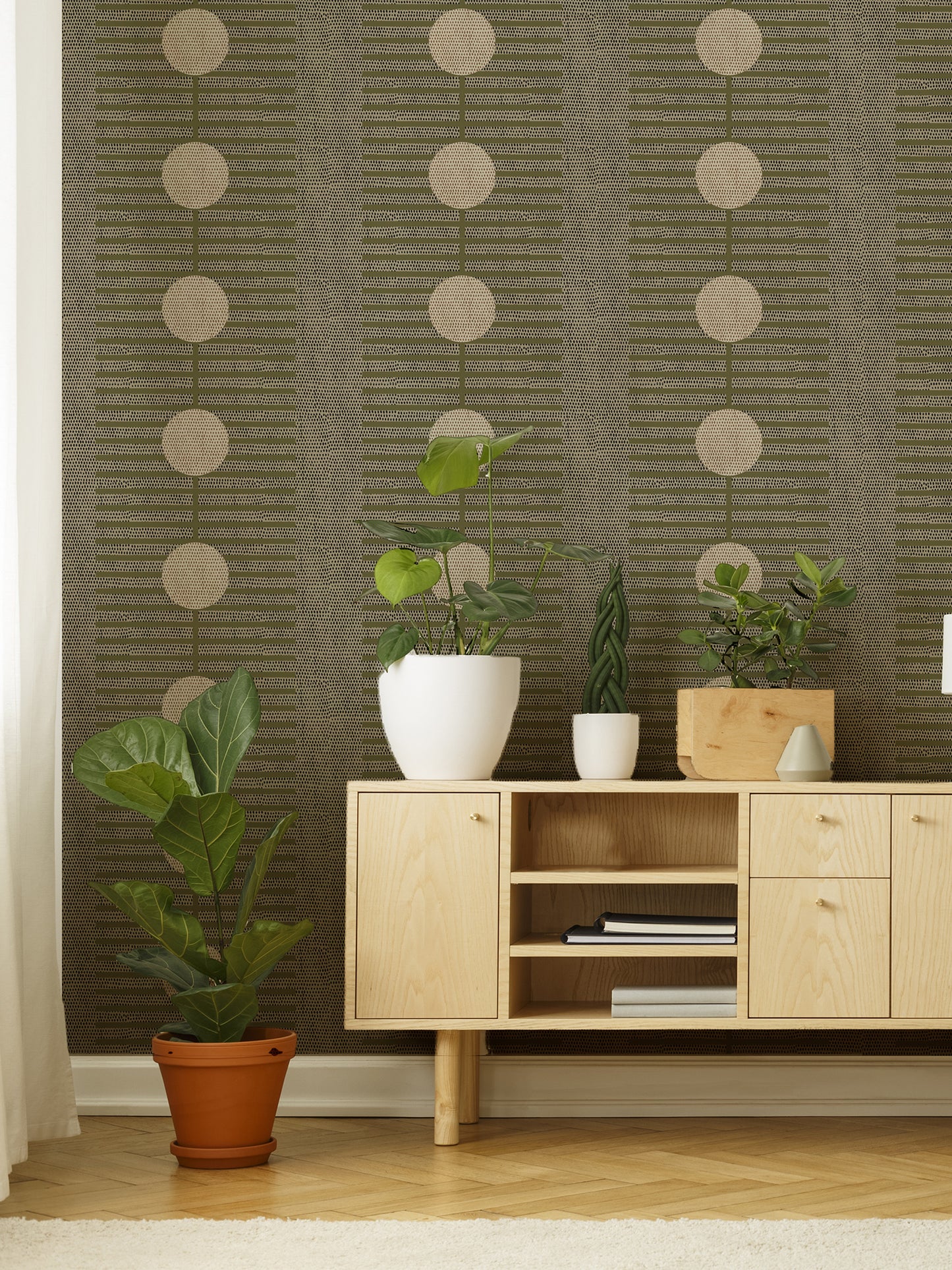 Mitchell Black Forbes Masters Nomalanga Wallpaper - Olive Linen