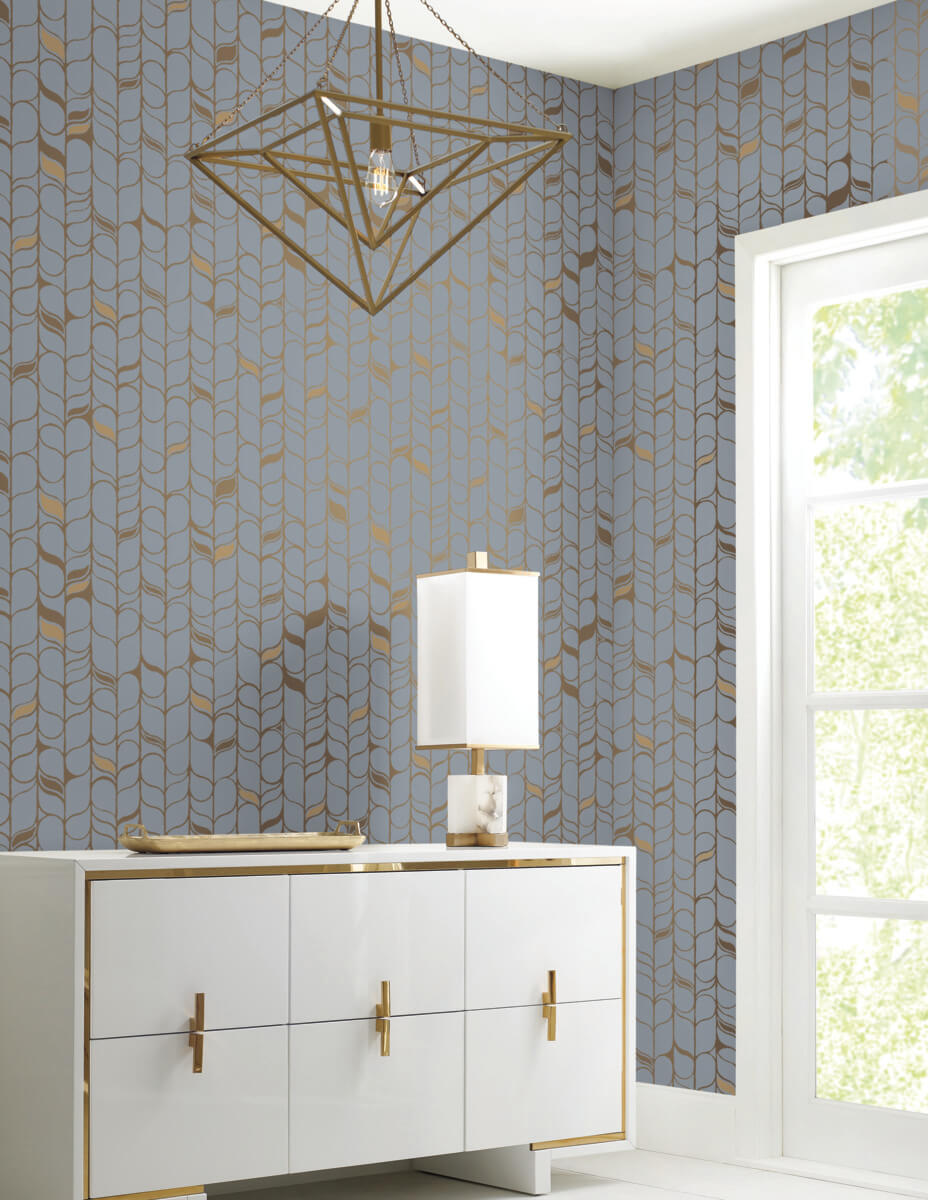 Candice Olson Modern Nature Second Edition Perfect Petals Wallpaper - Blue & Gold