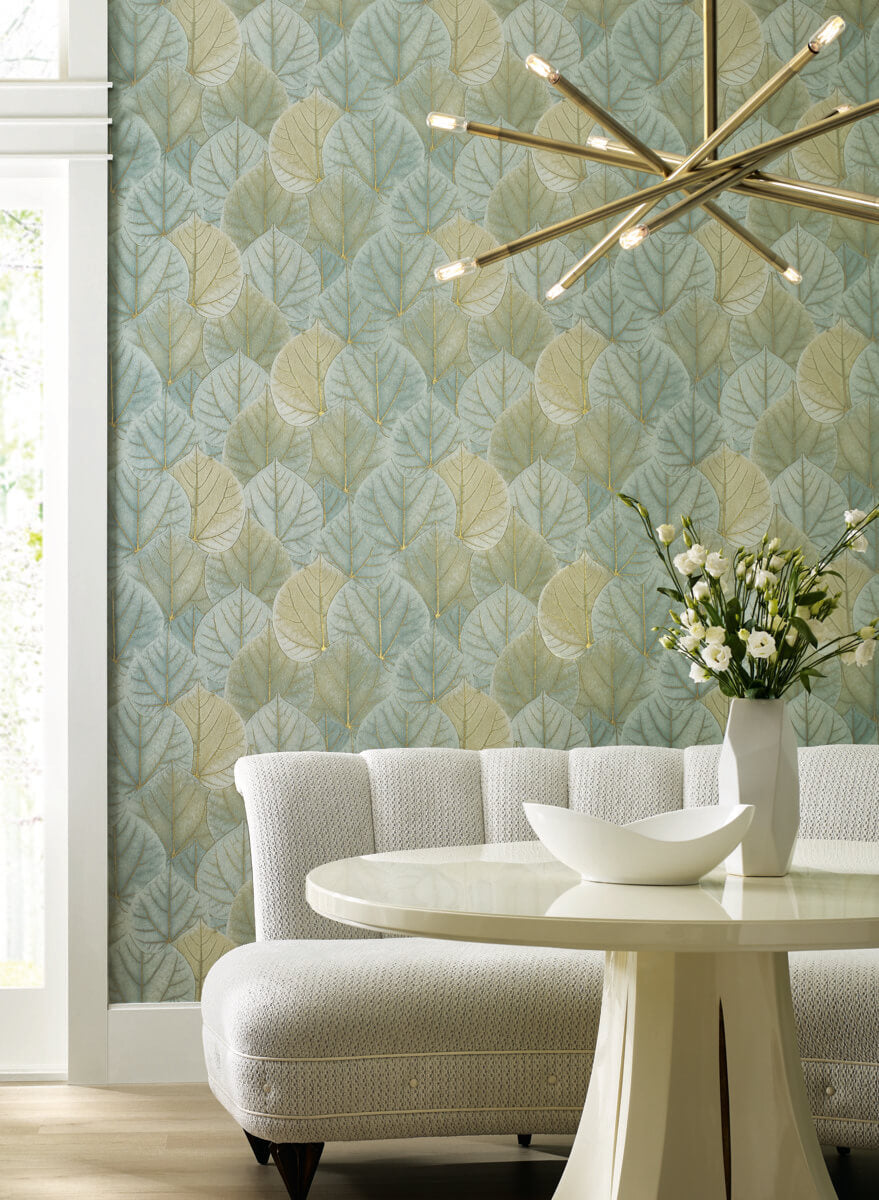 Candice Olson Modern Nature Second Edition Leaf Concerto Wallpaper - Turquoise